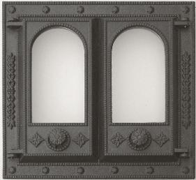 ZD 1.3 ornamented cast-iron double fireplace door with arched glass