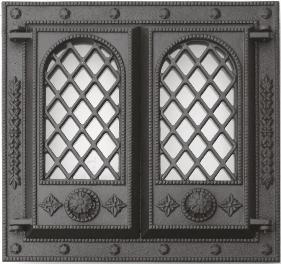 ZD 2.0 ornamented cast-iron double fireplace door with lattice