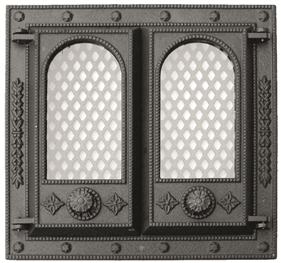 ZD 2.1 ornamented cast-iron double fireplace door with mesh